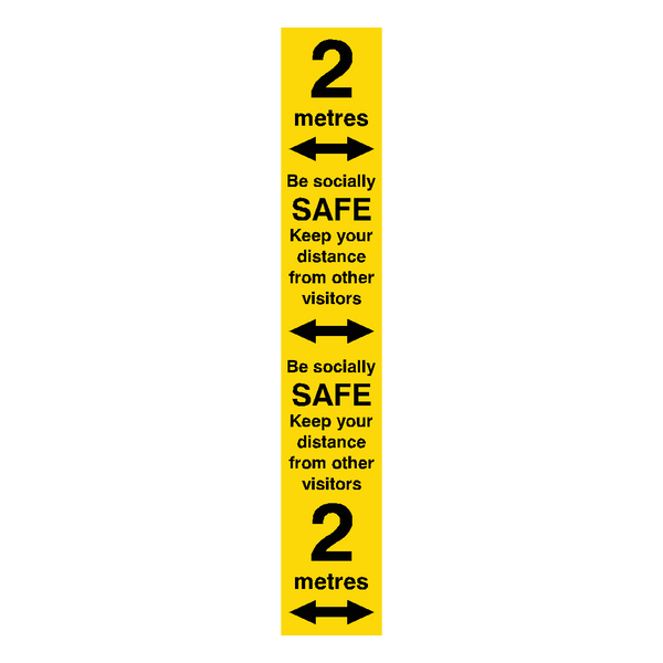 2 Metre Distance Floor Marking Strip - Yellow | Safety-Label.co.uk