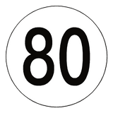 80 Kph Speed Limit Sticker International | Safety-Label.co.uk