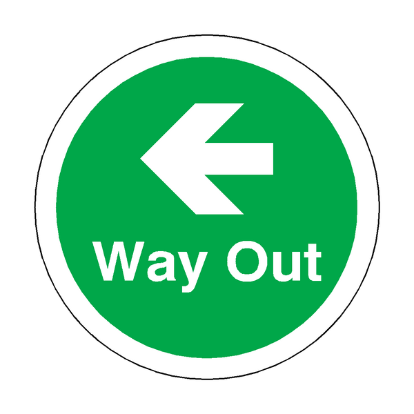 Way Out Left Arrow Floor Marker Sticker | Safety-Label.co.uk