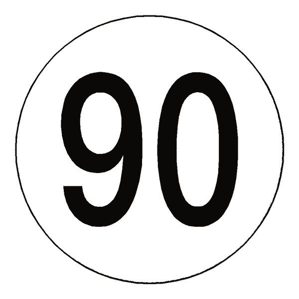 90 Kph Speed Limit Sticker International | Safety-Label.co.uk