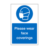 Wear Face Coverings Sticker | Safety-Label.co.uk