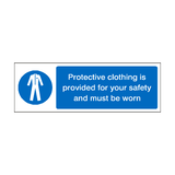 Protective Clothing Provided For Safety Label | Safety-Label.co.uk