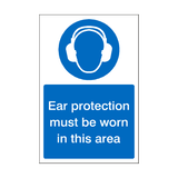 Ear Protection Must Be Worn In This Area Sticker | Safety-Label.co.uk