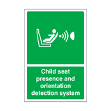Child Seat Presence & Orientation Detection System Sticker | Safety-Label.co.uk