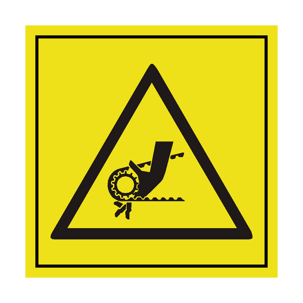 Crush Hazard Chain Motor ISO Label | Safety-Label.co.uk