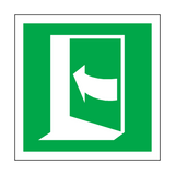 Door Opens By Pushing Left Hand Side Symbol Sign | Safety-Label.co.uk