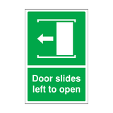 Door Slides Left To Open Sticker | Safety-Label.co.uk