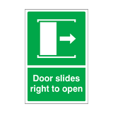 Door Slides Right To Open Sign | Safety-Label.co.uk