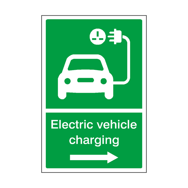 Electric Vehicle Charging Right Arrow Sign | Safety-Label.co.uk