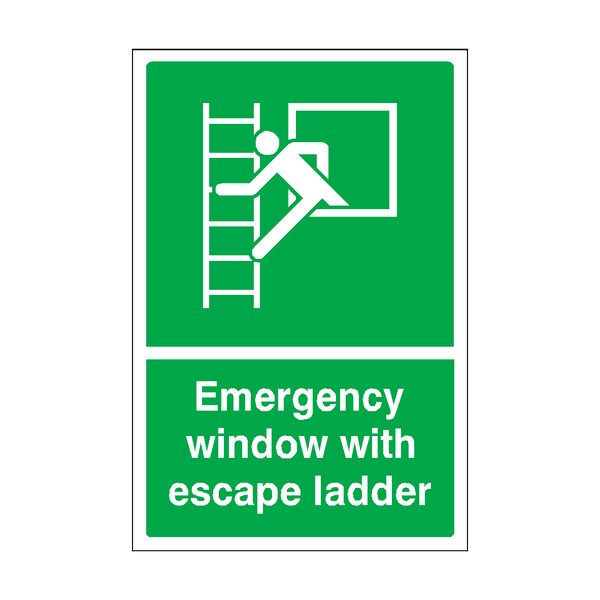 Emergency Window With Escape Ladder Sign | Safety-Label.co.uk