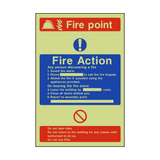 Fire Action Fire Point Photoluminescent Sticker | Safety-Label.co.uk