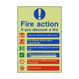 Fire Action Lift & Automatic Alarm Photoluminescent Sticker | Safety-Label.co.uk