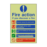 Fire Action Non-Lift Automatic Alarm Photoluminescent Sticker | Safety-Label.co.uk