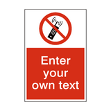 No Mobile Phones Custom Prohibition Sticker | Safety-Label.co.uk