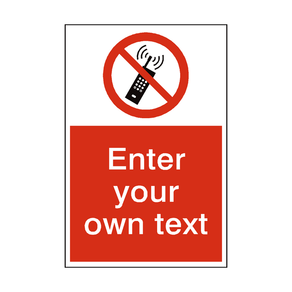 No Mobile Phones Custom Prohibition Sticker | Safety-Label.co.uk