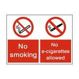 No Smoking No E-Cigarette Dual Sticker | Safety-Label.co.uk
