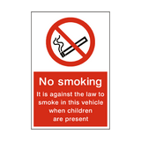 No Smoking in Vehicle Children Sticker | Safety-Label.co.uk