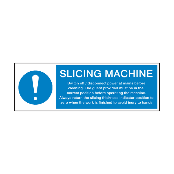 Slicing Machine Instructions Hygiene Sign | Safety-Label.co.uk