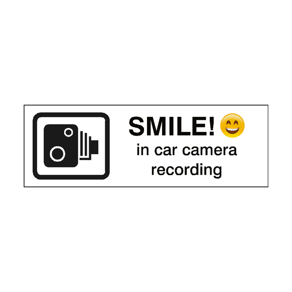 Smile In Car Recording Sticker | Safety-Label.co.uk