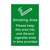 Smoking Area Keep Tidy Sticker | Safety-Label.co.uk