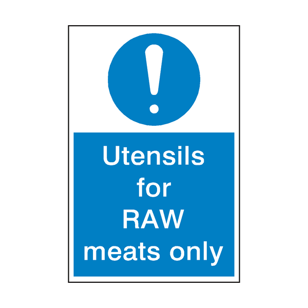 Utensils For Raw Meat Sign | Safety-Label.co.uk