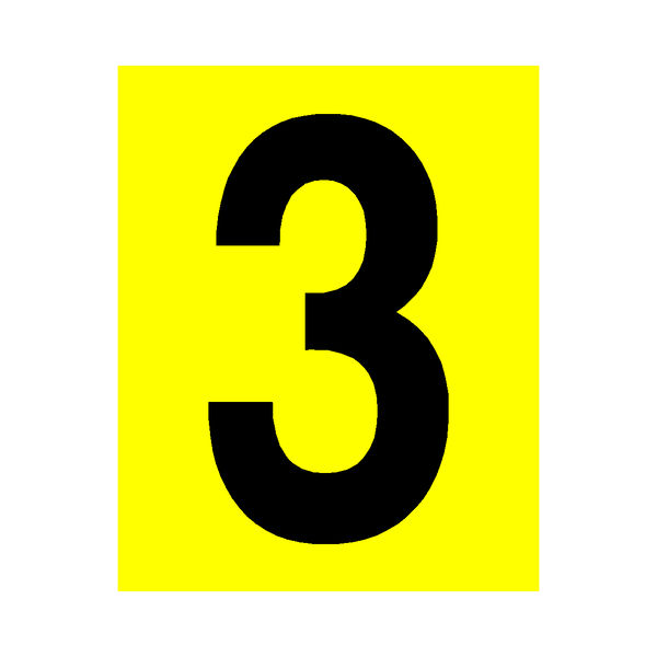 Yellow Number 3 Sticker | Safety-Label.co.uk