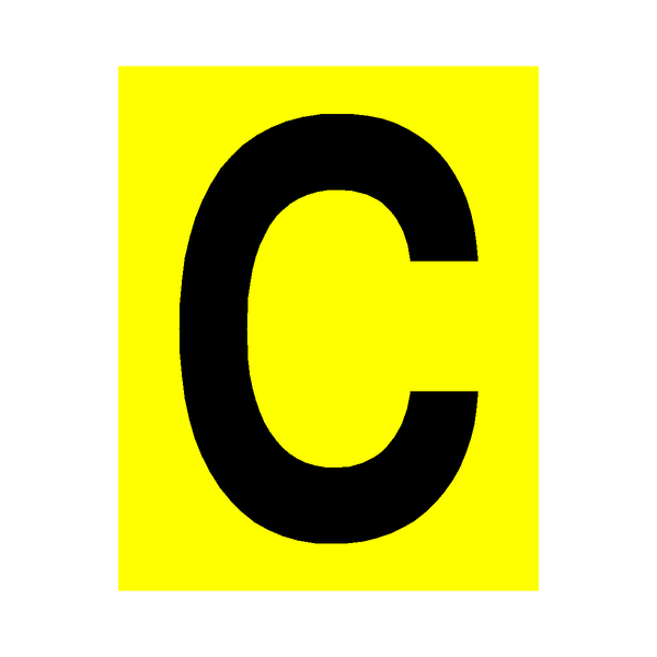 Yellow Letter C Sticker | Safety-Label.co.uk