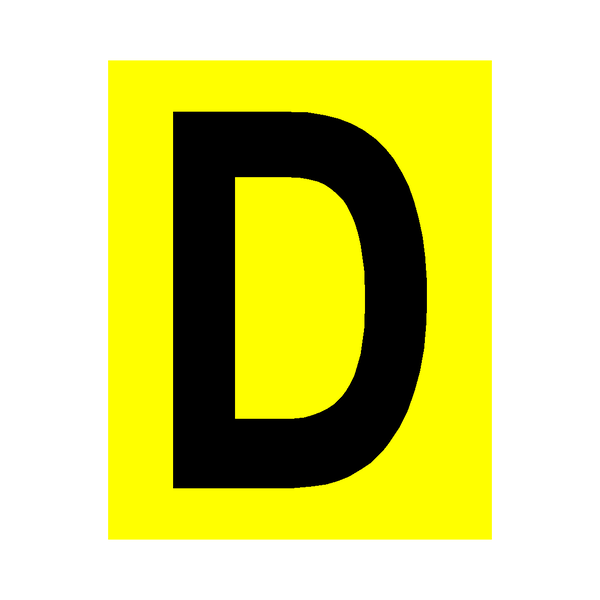 Yellow Letter D Sticker | Safety-Label.co.uk