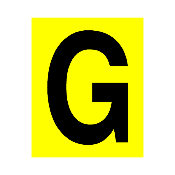 Yellow Letter G Sticker | Safety-Label.co.uk