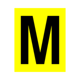 Yellow Letter M Sticker | Safety-Label.co.uk