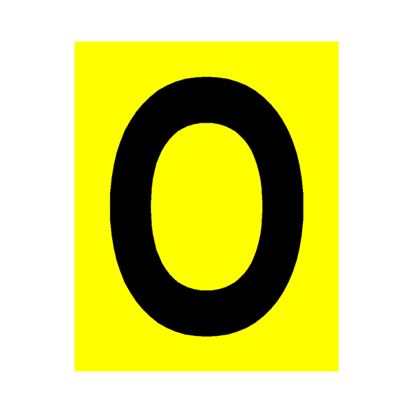 Yellow Letter O Sticker | Safety-Label.co.uk