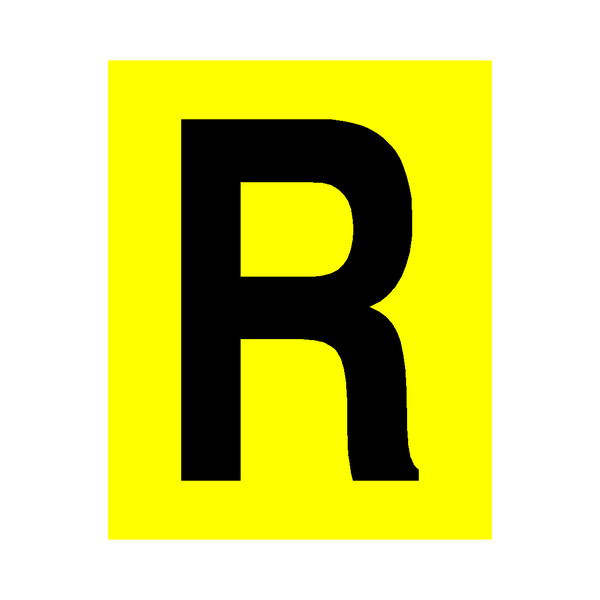 Yellow Letter R Sticker | Safety-Label.co.uk