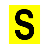 Yellow Letter S Sticker | Safety-Label.co.uk