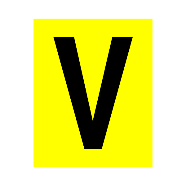 Yellow Letter V Sticker | Safety-Label.co.uk