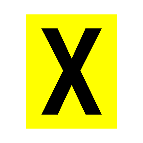 Yellow Letter X Sticker | Safety-Label.co.uk