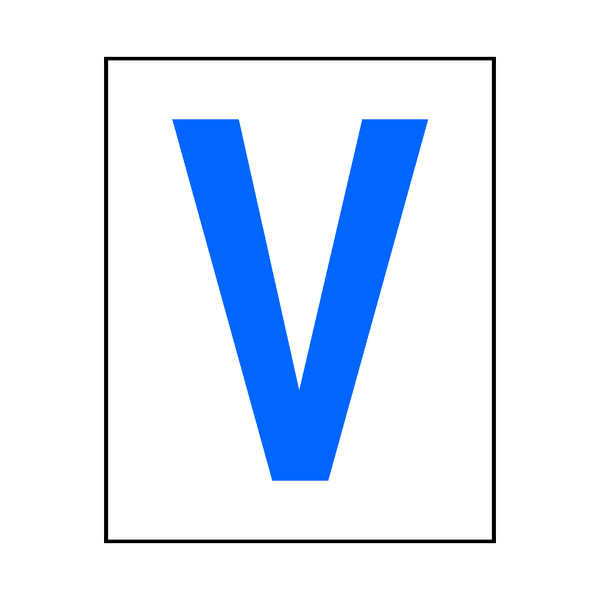 Letter V Sticker Blue | Safety-Label.co.uk
