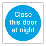 Close This Door At Night Sticker | Safety-Label.co.uk