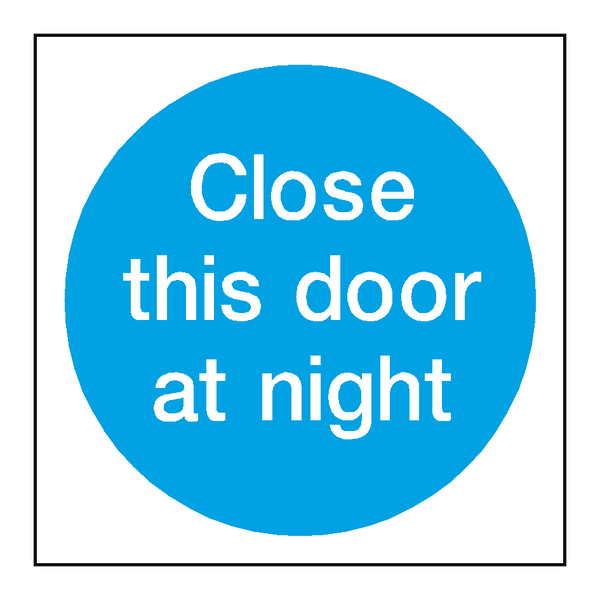 Close This Door At Night Sticker | Safety-Label.co.uk