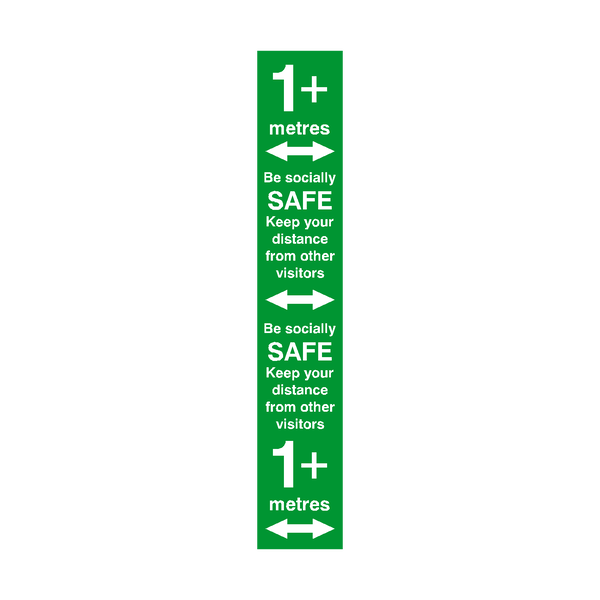 1 Metre Plus Distance Floor Marking Strip - Green | Safety-Label.co.uk