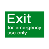 Exit For Emergency Use Only Sticker | Safety-Label.co.uk