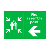 Fire Assembly Point Arrow Left Sticker | Safety-Label.co.uk