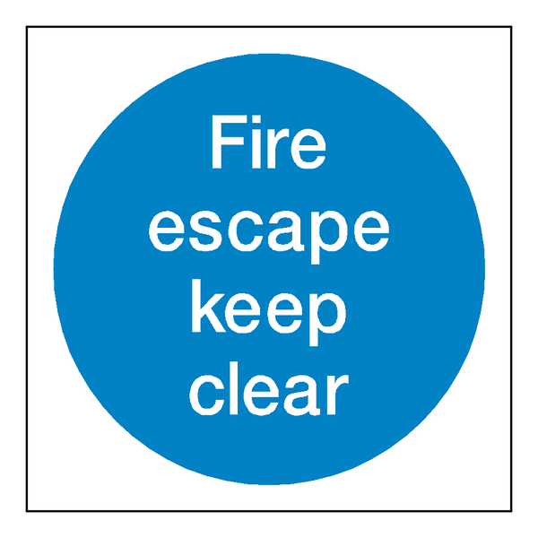 Fire Escape Keep Clear Sticker | Safety-Label.co.uk