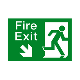 Fire Exit Down Right Arrow Sticker | Safety-Label.co.uk
