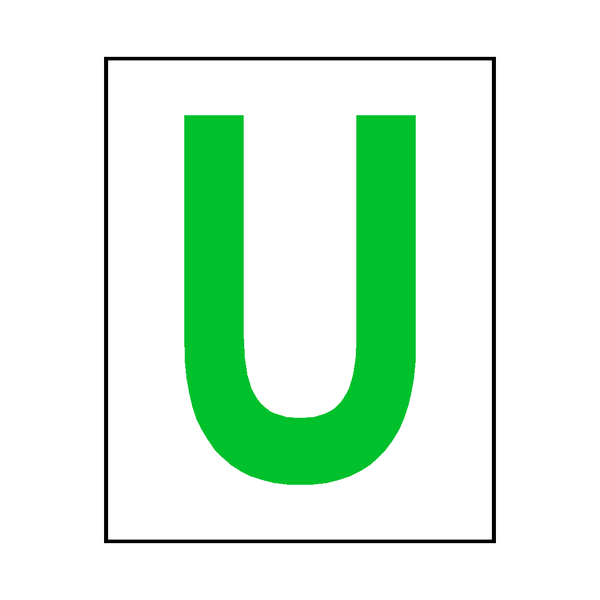 Letter U Sticker Green SafetyLabel.co.uk