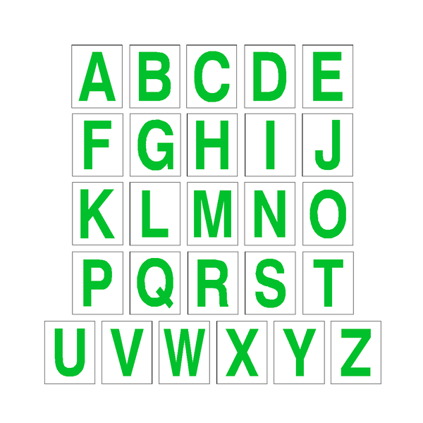 Alphabet Letter Sticker Pack Green | Safety-Label.co.uk