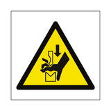 Hand Crush in Press Hazard Symbol Label | Safety-Label.co.uk