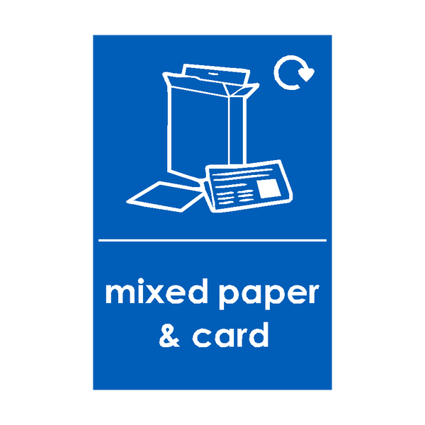 Mixed Paper and Cardboard Waste Recycling Sticker | Safety-Label.co.uk