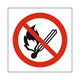 No Open Flame Symbol Label | Safety-Label.co.uk