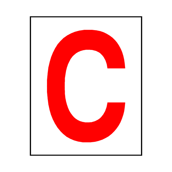 Letter C Sticker Red SafetyLabel.co.uk