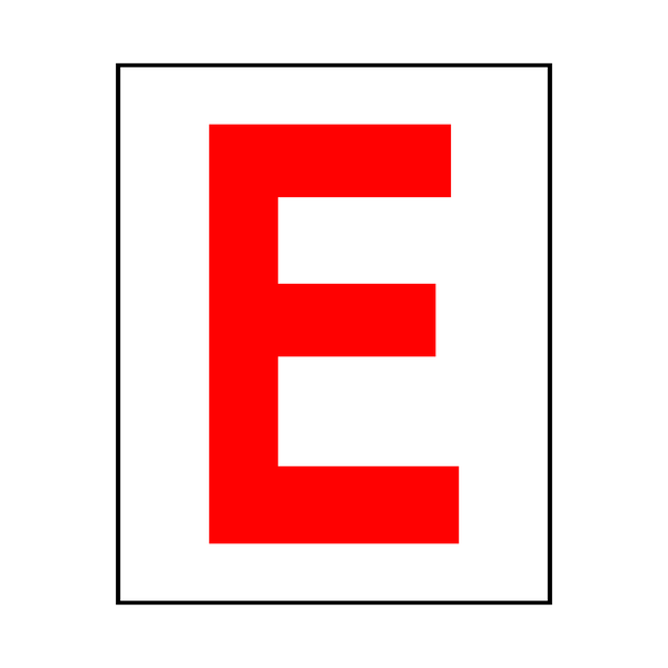 Letter E Sticker Red | Safety-Label.co.uk